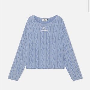 Scallers Men's Light Blue Cable Knit Crewneck Sweater